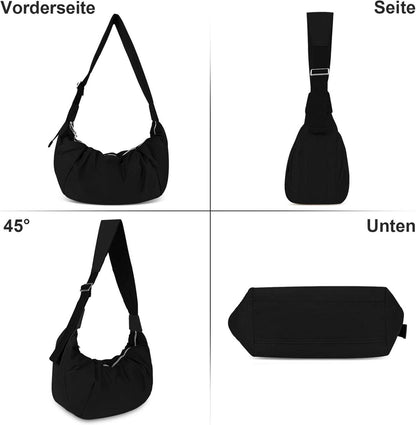 Große Kapazität Umhängetasche Nylon Crossbody Bag Schwarz