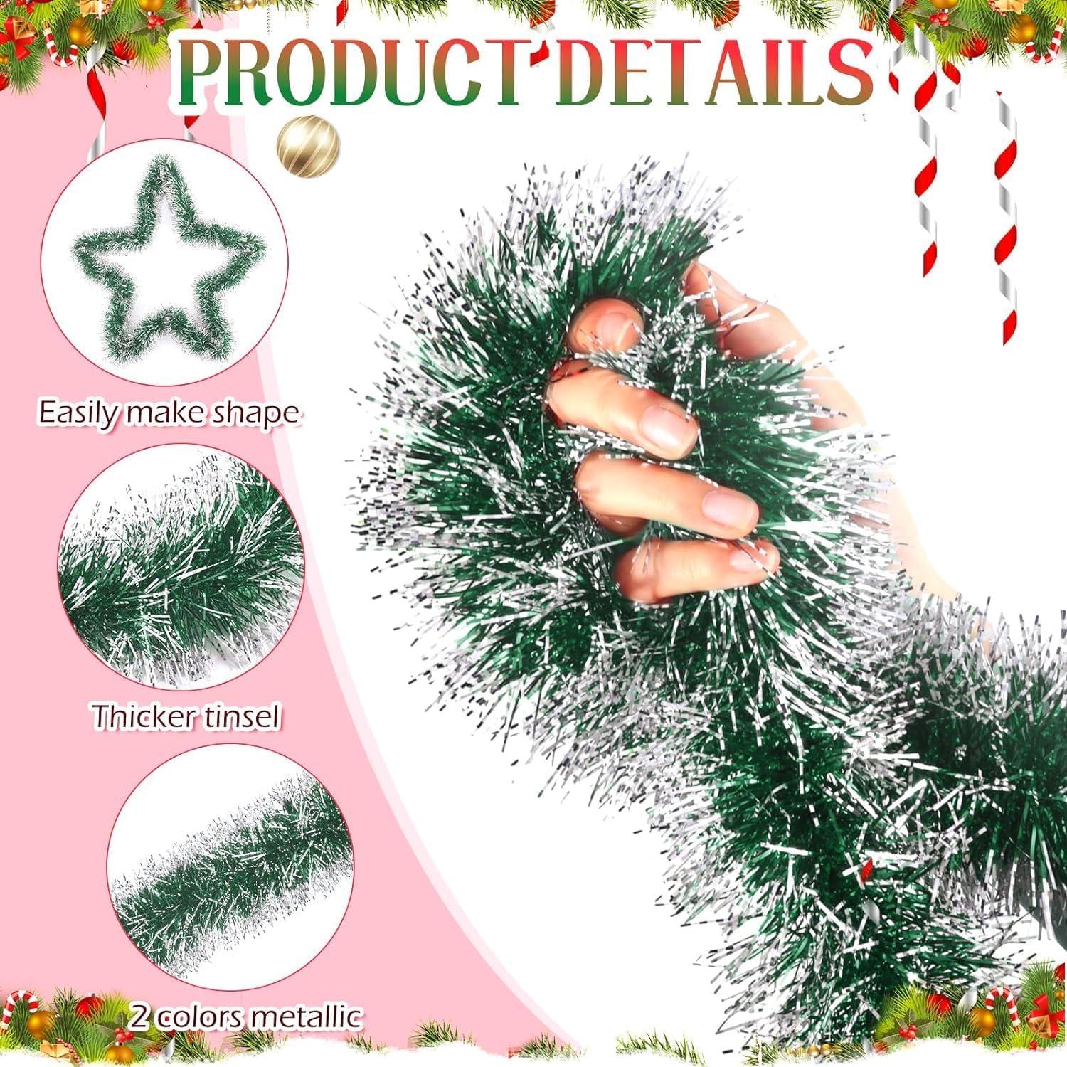 10M Weihnachts Lametta Girlande Grüne Metallisches