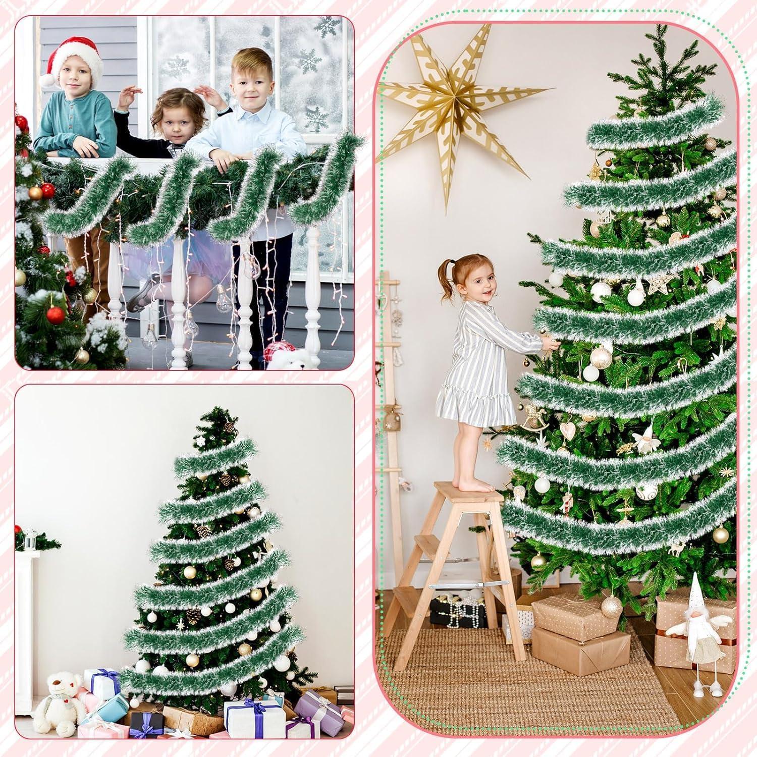Weihnachts Lametta Girlande grüne Metallisches Glitzerndes Frostspitze