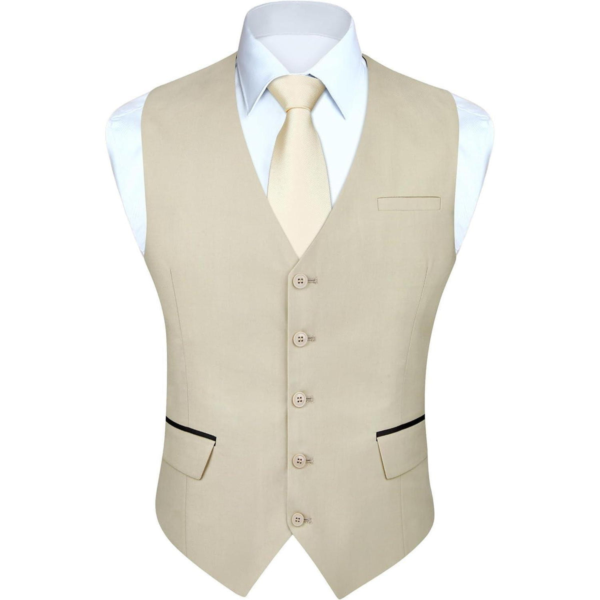 Herren Anzugweste Elegant V-Ausschnitt mit Taschen Champagne