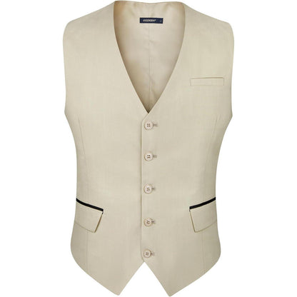 Herren Anzugweste Elegant V-Ausschnitt mit Taschen Champagne