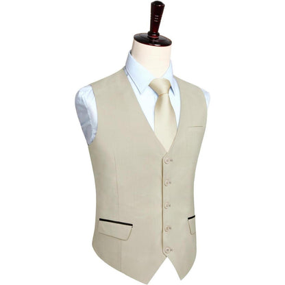 Herren Anzugweste Elegant V-Ausschnitt mit Taschen Champagne