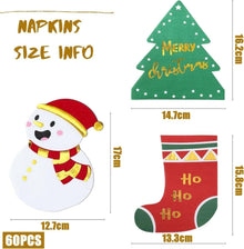 60x Weihnachts Servietten Papier 3-lagig 16x14cm Schneemann