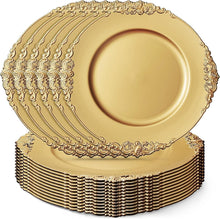 Goldene Platzteller 12 Stück mit geprägtem Rand 33cm, für