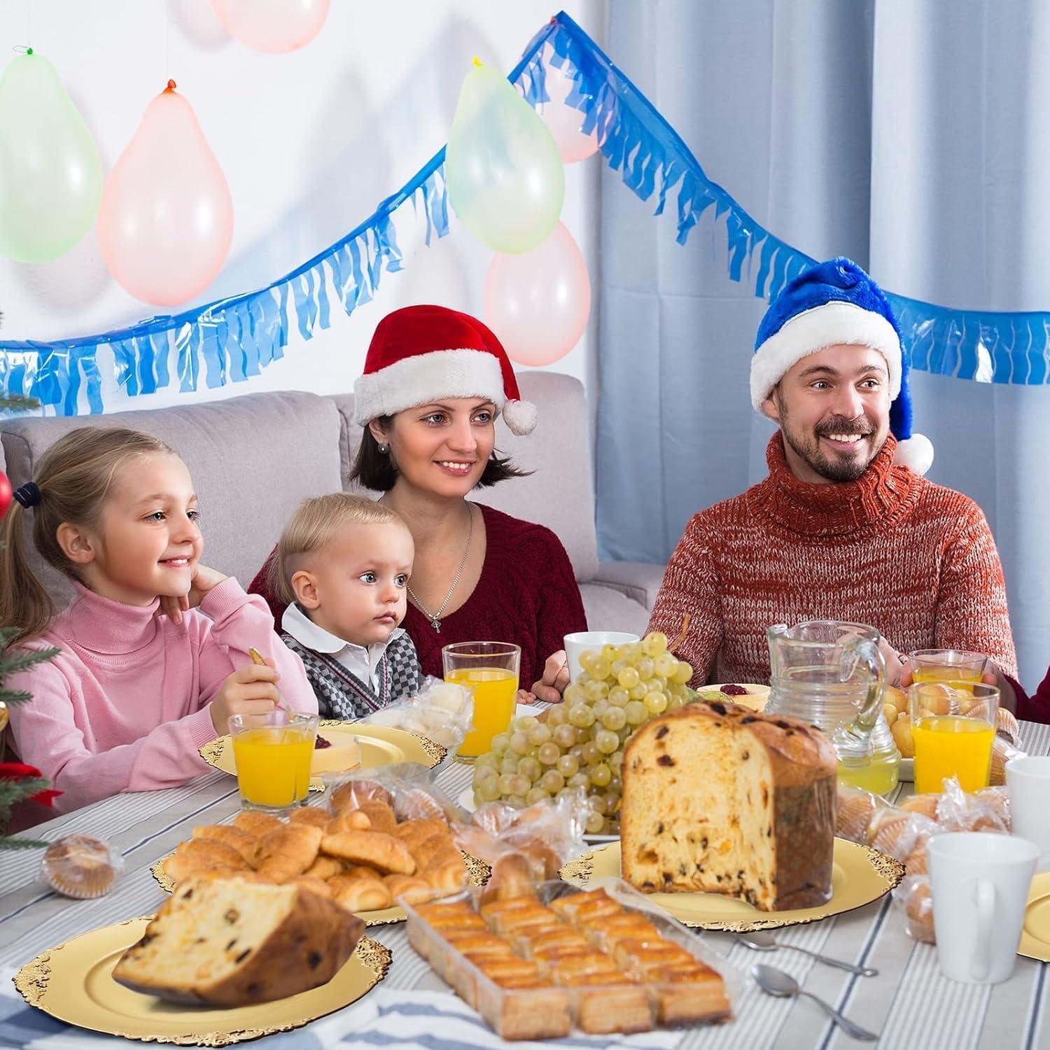Goldene Platzteller 12 Stück mit Geprägtem Rand 33cm - Party Dekoration
