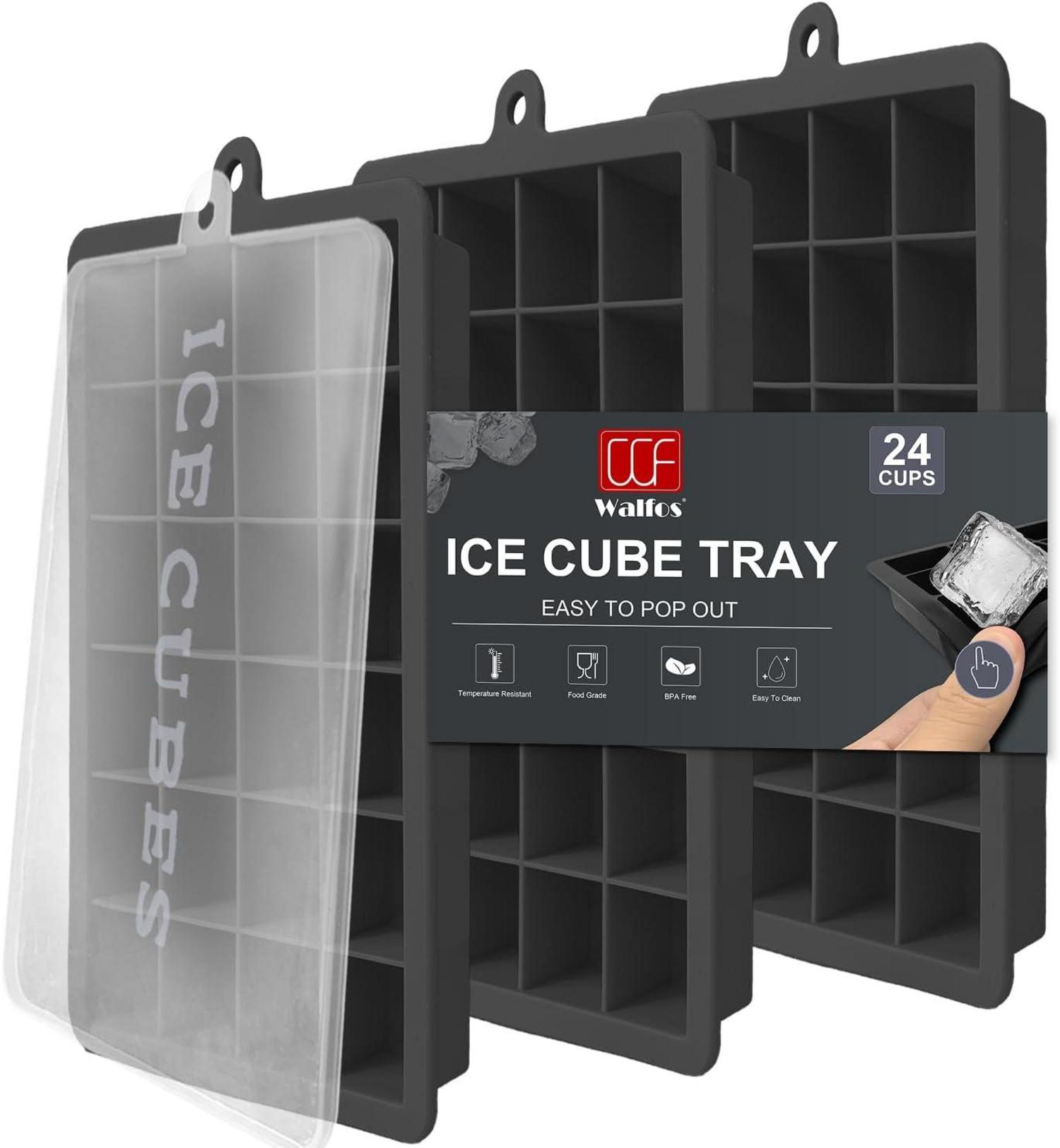 Eiswürfelform Silikon 3x24Gitter flexible Deckel BPA-frei Cocktails
