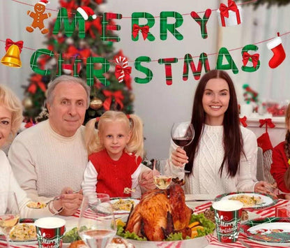 Weihnachtspapier Partygeschirr Set 114-teilig für 24 Gäste