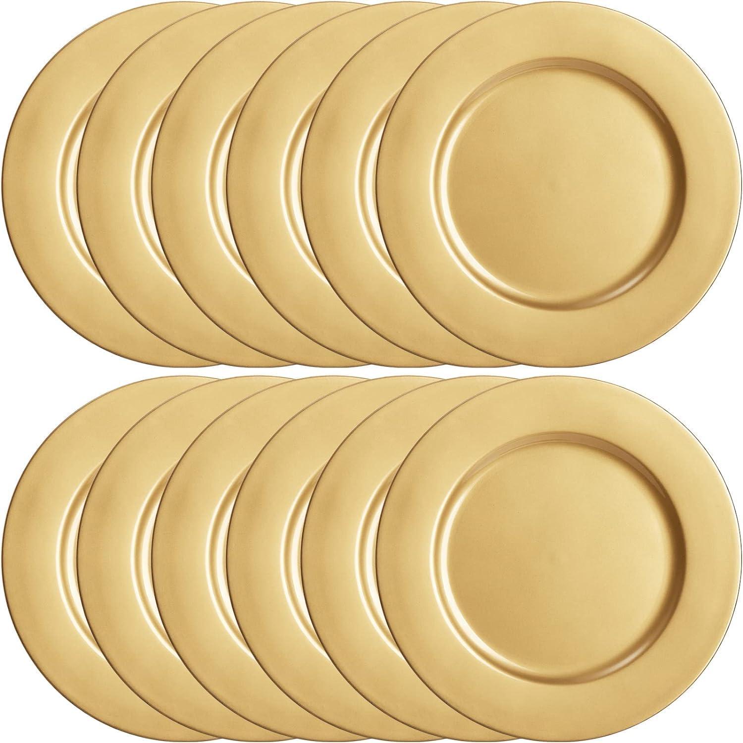 Goldene Platzteller 12er Set 33cm Kunststoff Halloween Hochzeit Party