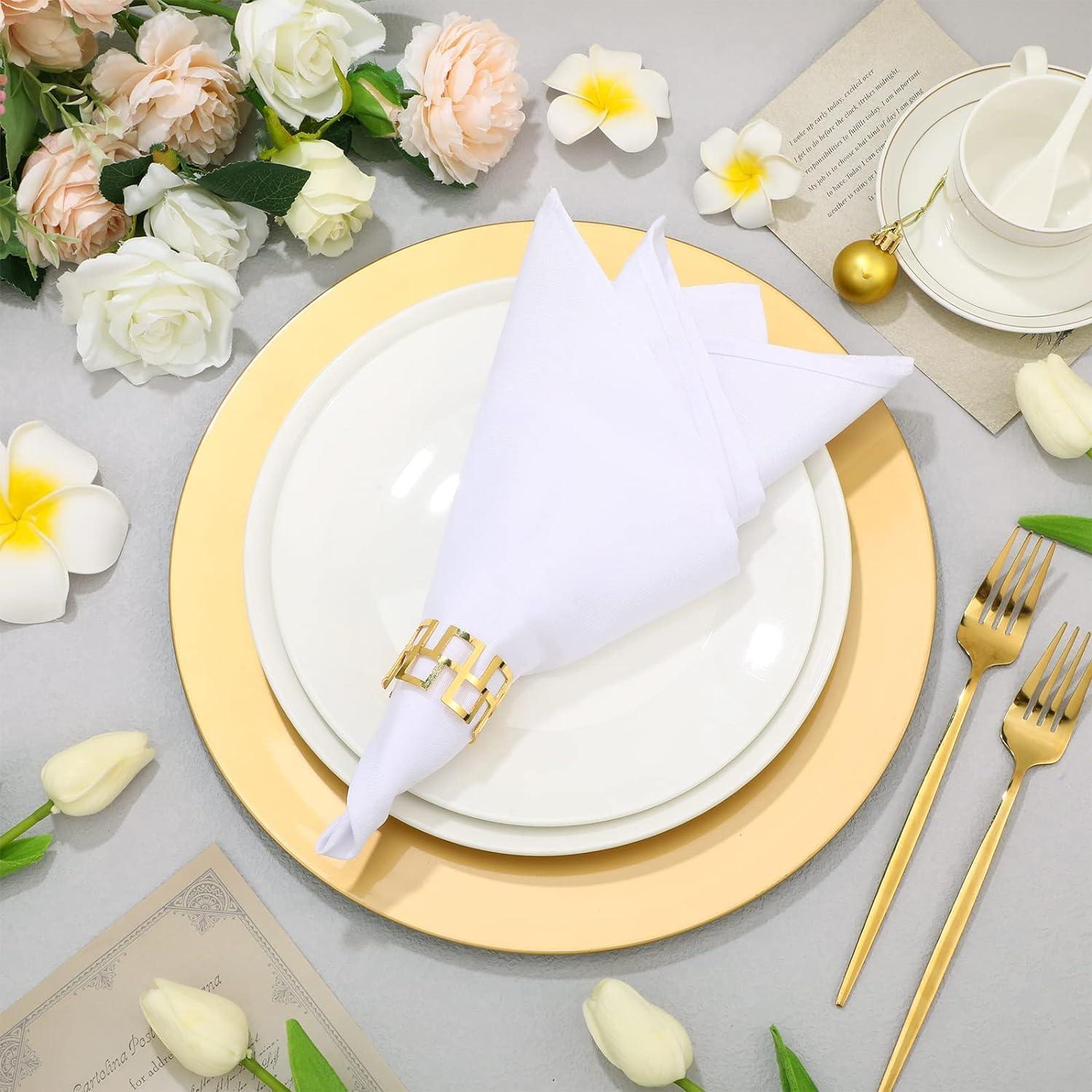 12er Set Goldene Platzteller 33 cm Runde Servierteller für Party Weihnachten Hochzeit