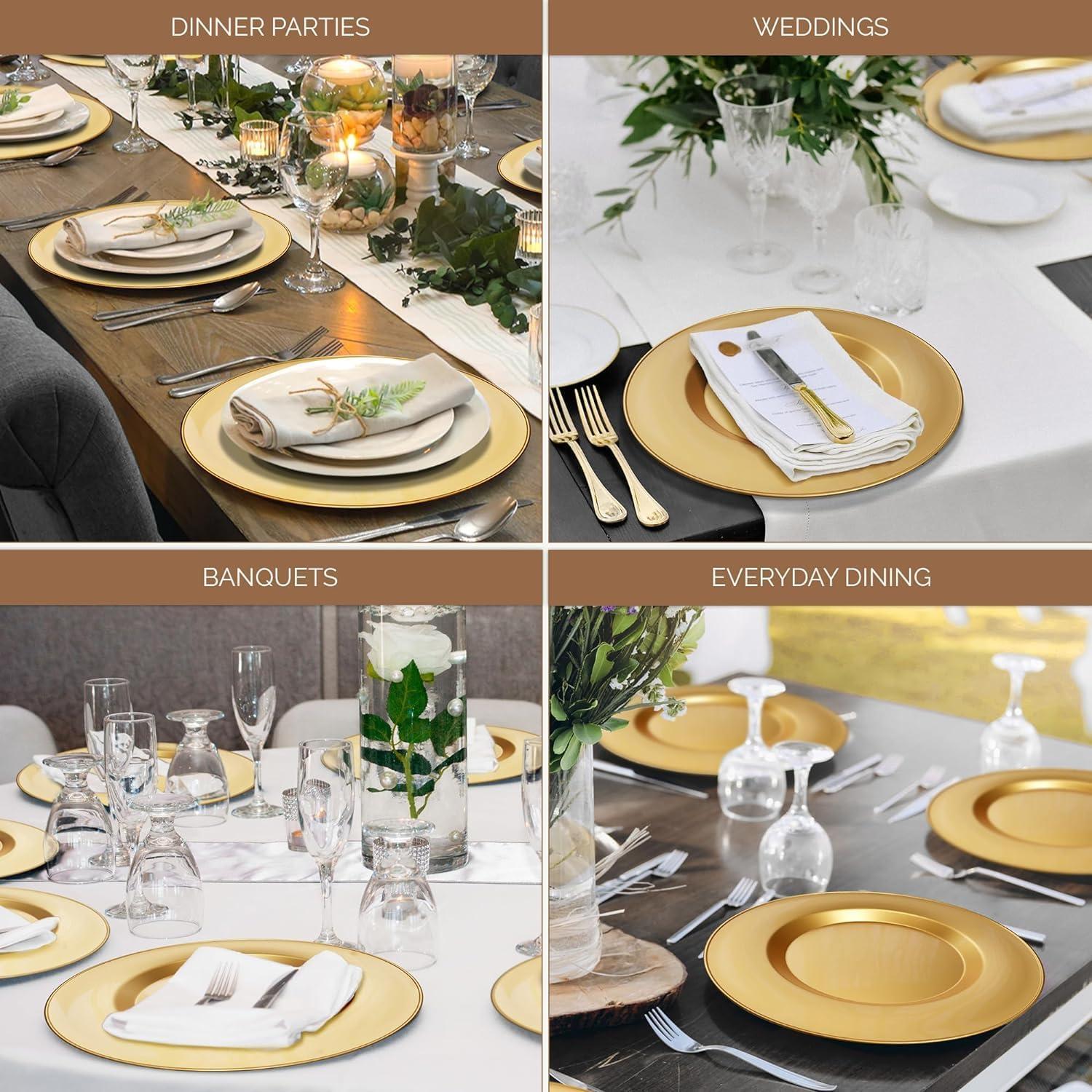 Goldene Platzteller 12er Set 33cm Kunststoff Weihnachten Party