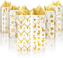 Weihnachts Weinflaschen Taschen Goldfolie Seidenpapier 12 Stück