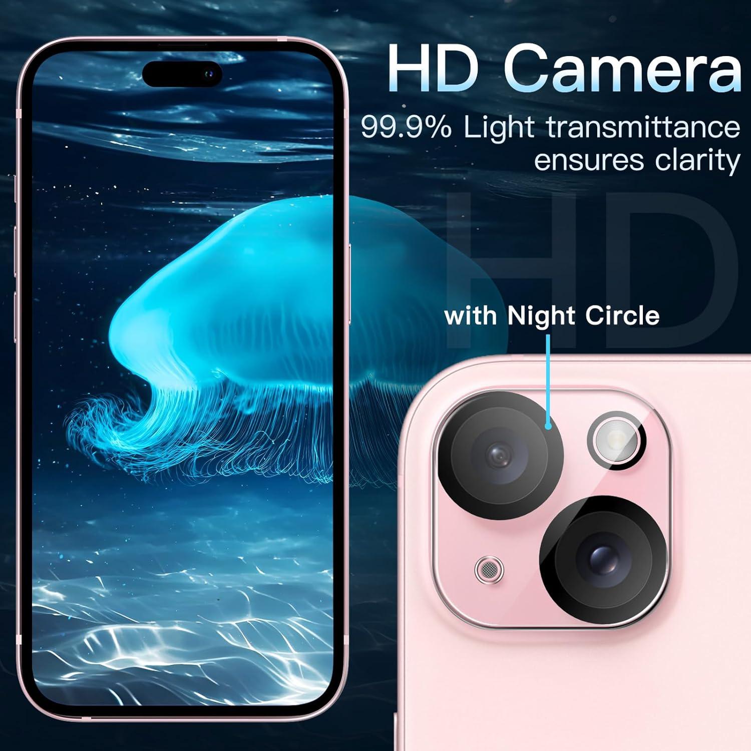 Kameraschutz für iPhone 15 6,1 Plus 6,7 Zoll 9H Panzer Glas Anti-Kratzer Klar
