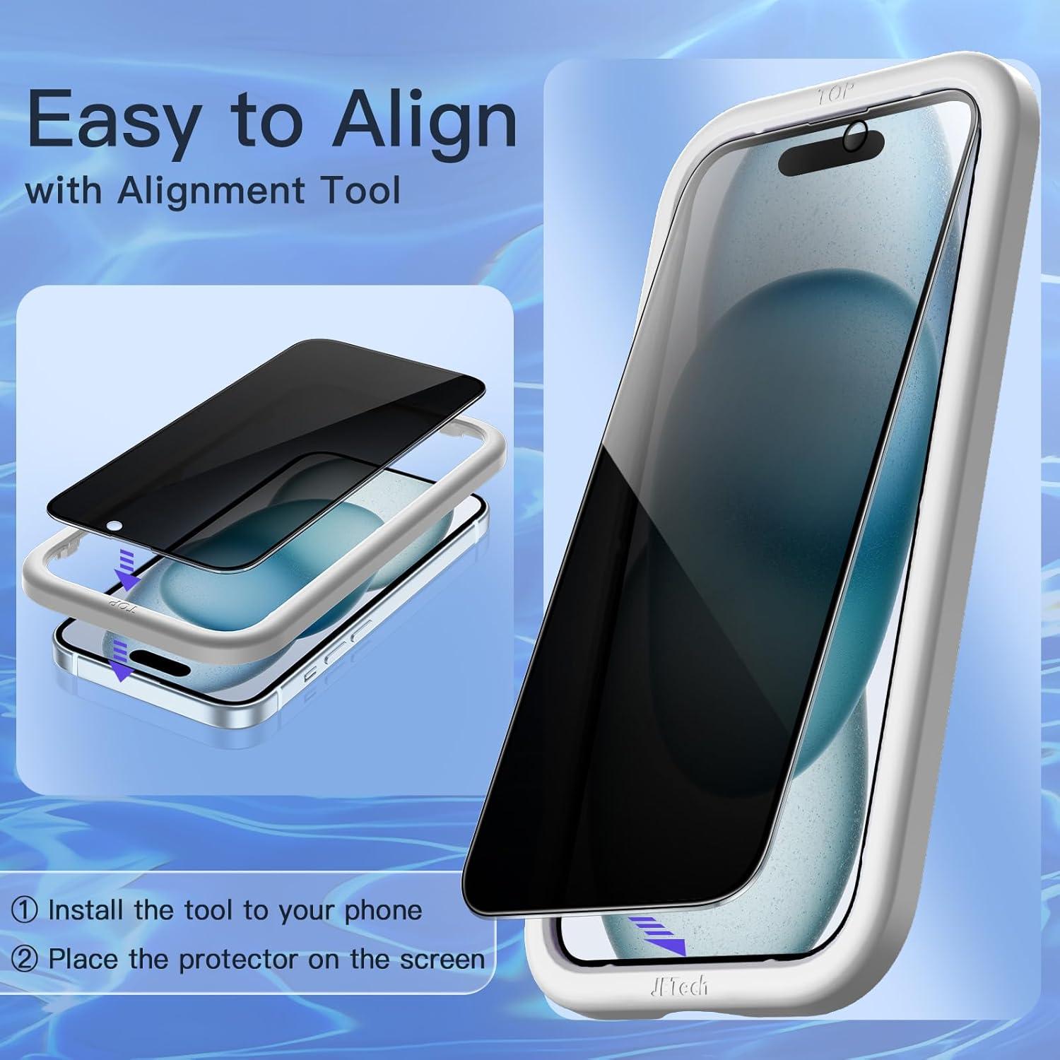 Sichtschutz Panzer Schutz Glas Full Screen iPhone 15 Plus 6,7 Zoll Schwarz 9H
