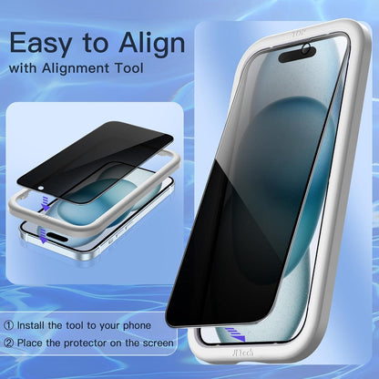 Sichtschutz Panzer Schutz Glas Full Screen iPhone 15 Plus 6,7 Zoll Schwarz 9H