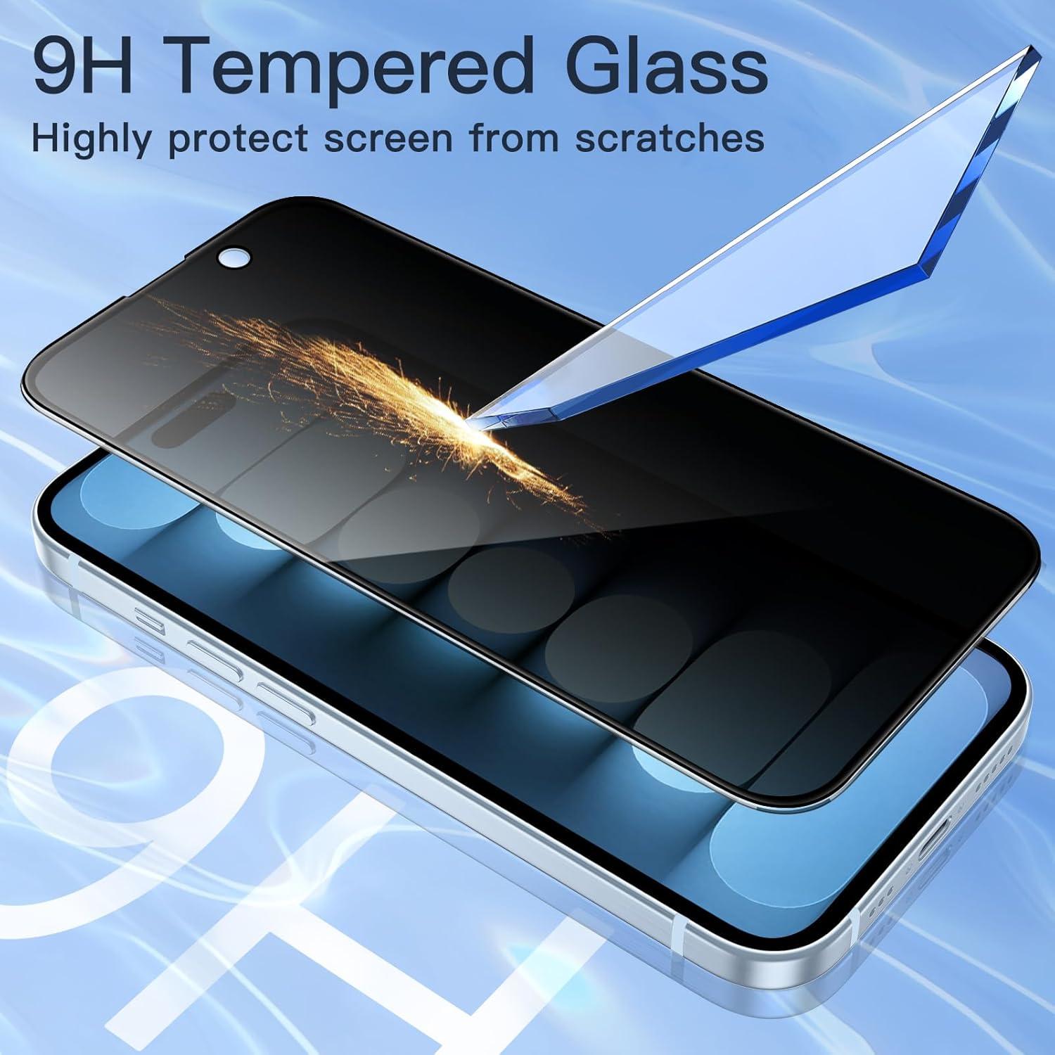 Sichtschutz Panzer Schutz Glas Full Screen iPhone 15 Plus 6,7 Zoll Schwarz 9H