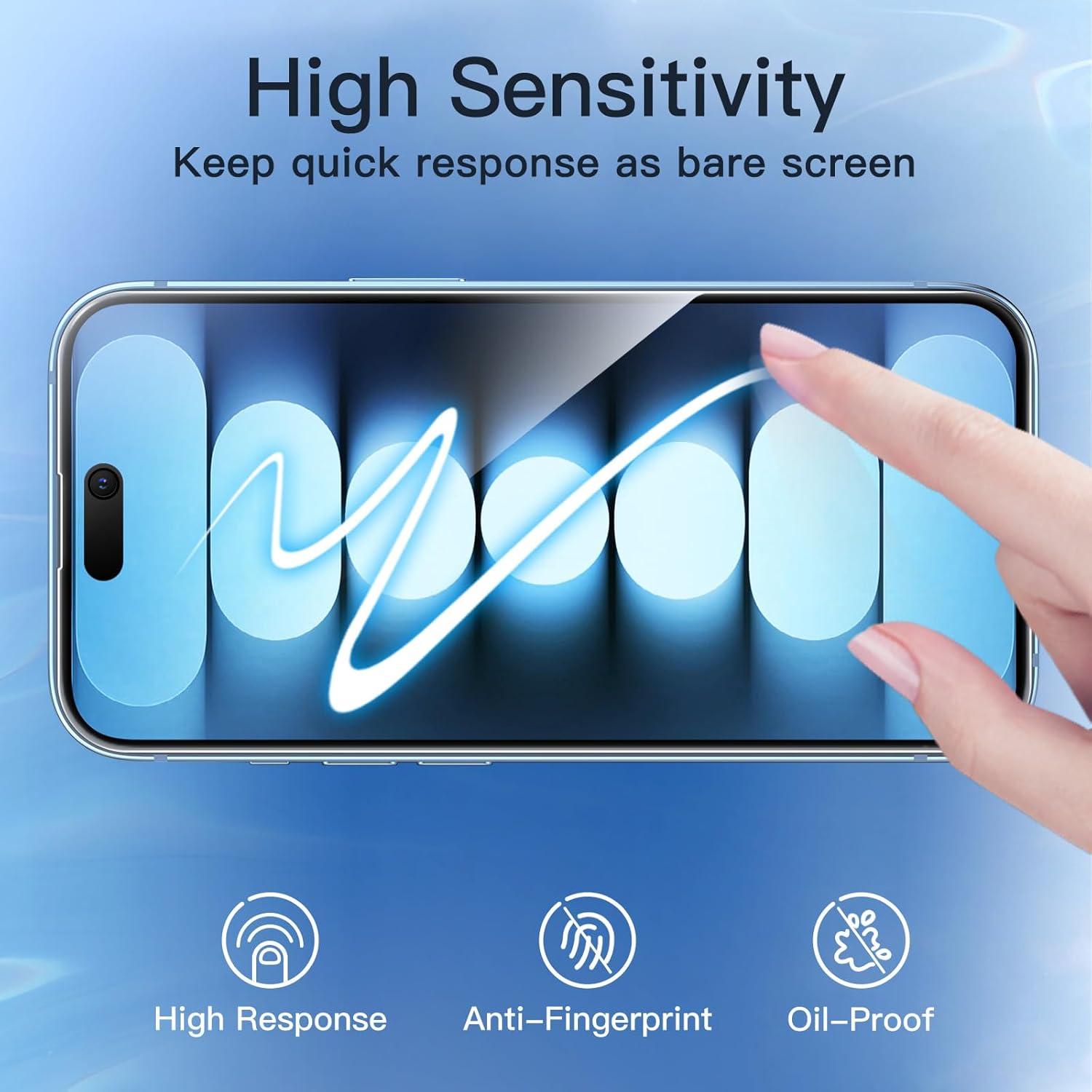 JETech iPhone 15 Plus Panzerschutzglas Anti-Spy Folie Schwarz 2er Set