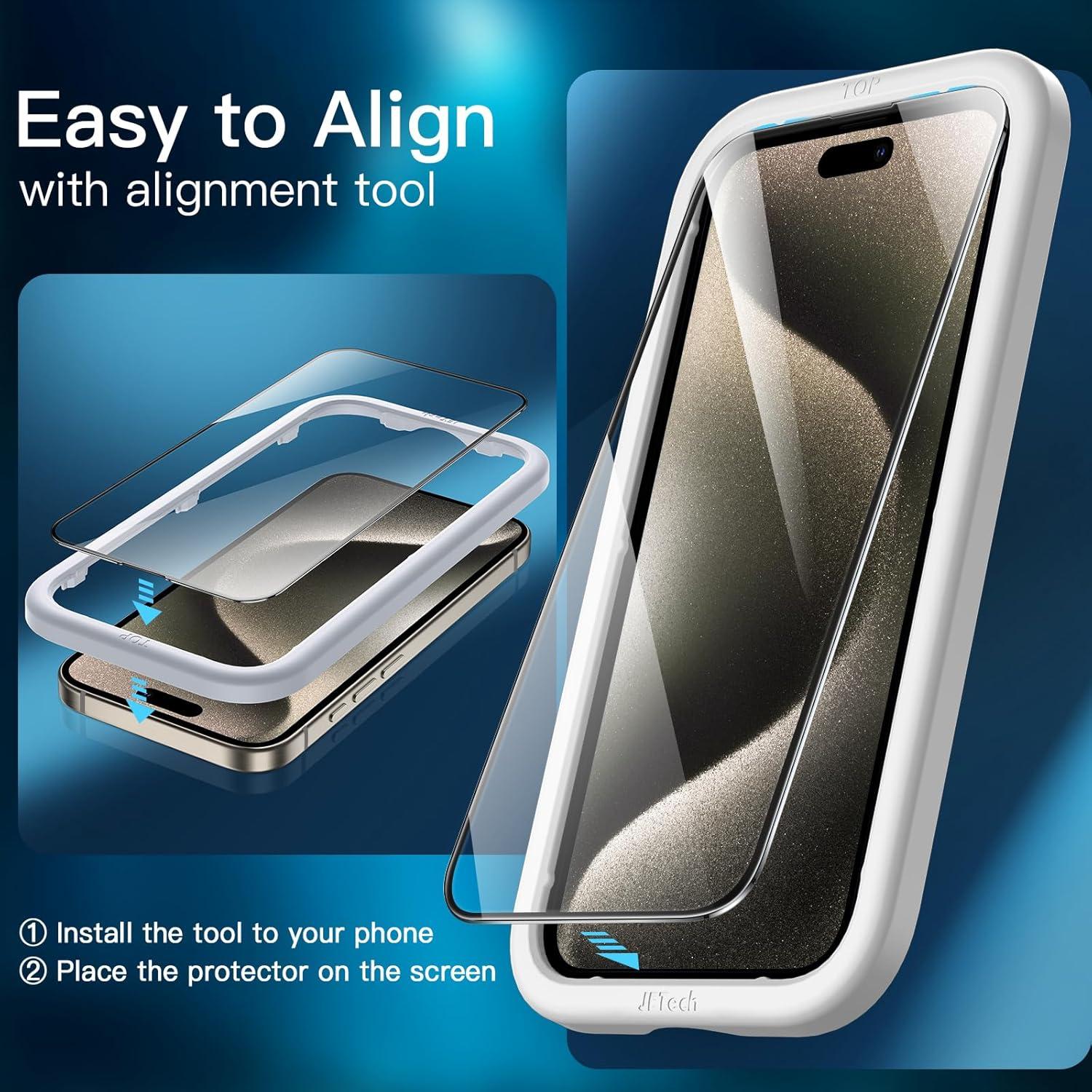 Panzer Schutzfolie iPhone 15 Pro Max 6,7 Zoll, Schwarzer Rand, 3er Pack