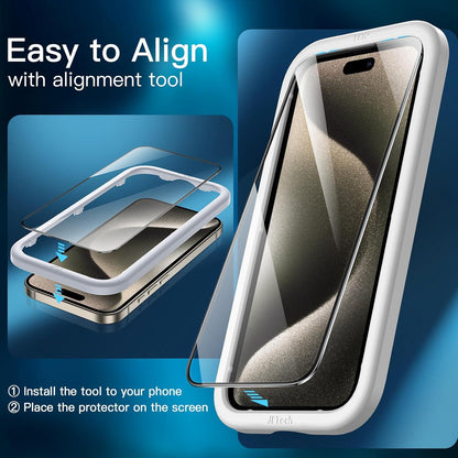 Panzer Schutzfolie iPhone 15 Pro Max 6,7 Zoll, Schwarzer Rand, 3er Pack