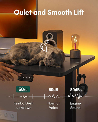 FEZIBO Elektrischer höhenverstellbarer Schreibtisch 152 x 60 cm mit Memory-Steuerung und Anti-Kollisions-Technologie