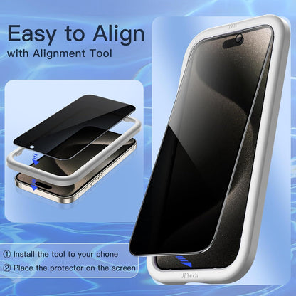 JETech Sichtschutz Full Screen Panzer Schutzglas Folie iPhone 15 Pro Max