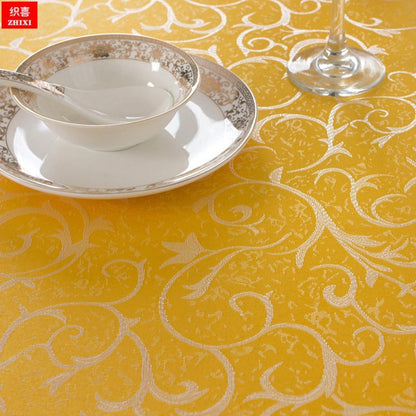 Runde Jacquard Tischdecke Champagnegold 360 cm – Elegant & Vielseitig