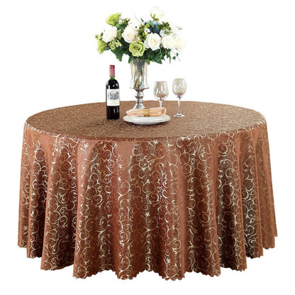 Runde Jacquard Tischdecke Dunkelbraun 360 cm – Elegant & Pflegeleicht