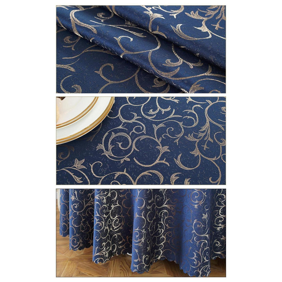 Runde Jacquard Tischdecke Dunkelbraun 360 cm – Elegant & Pflegeleicht