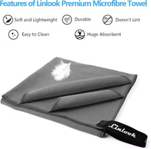 Linlook Microfaser Handtücher Set, 2 Stück 180 x 80 cm Grau