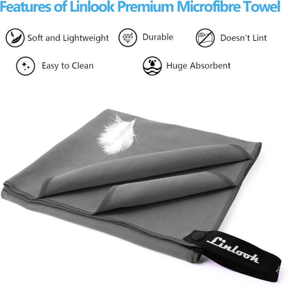 Linlook Microfaser Handtücher Set, 2 Stück 180 x 80 cm Grau
