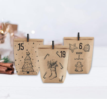 Adventskalender 24 Weihnachtskalender Selber Befüllen Geschenk Kraftpapiertüten