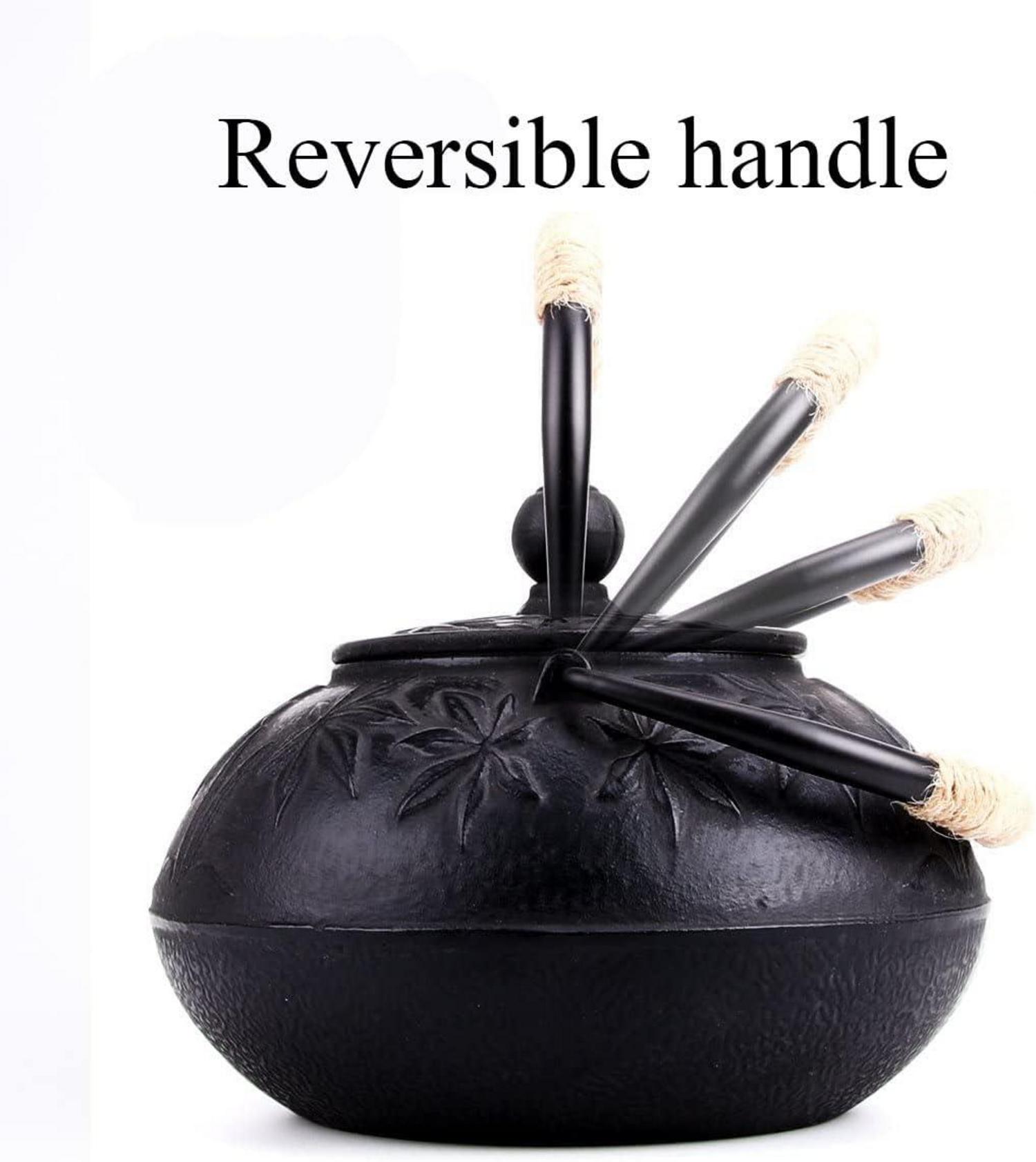 Teekanne Gusseisen 800ml Asiatisch Edelstahl Gold Ahornblätter