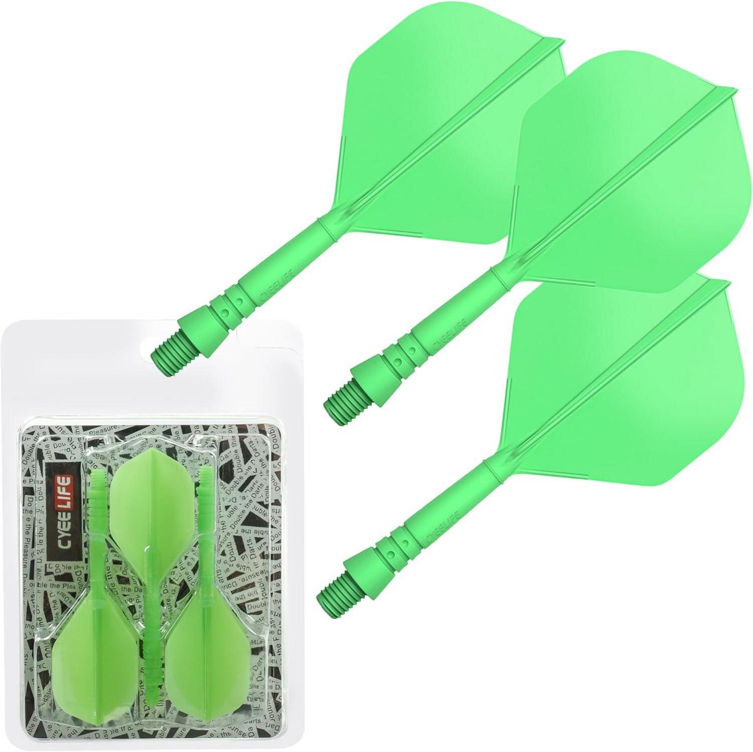 Dartschäfte und Dart Flights aus Kunststoff, 3er-Set Grün-2ba