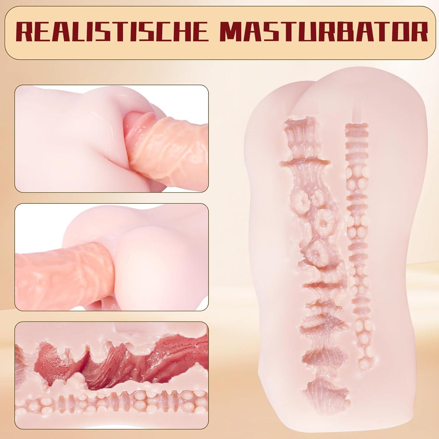 Realistische Pocket Pussy 2-in-1 Masturbator Solo Männer Anal Vagina
