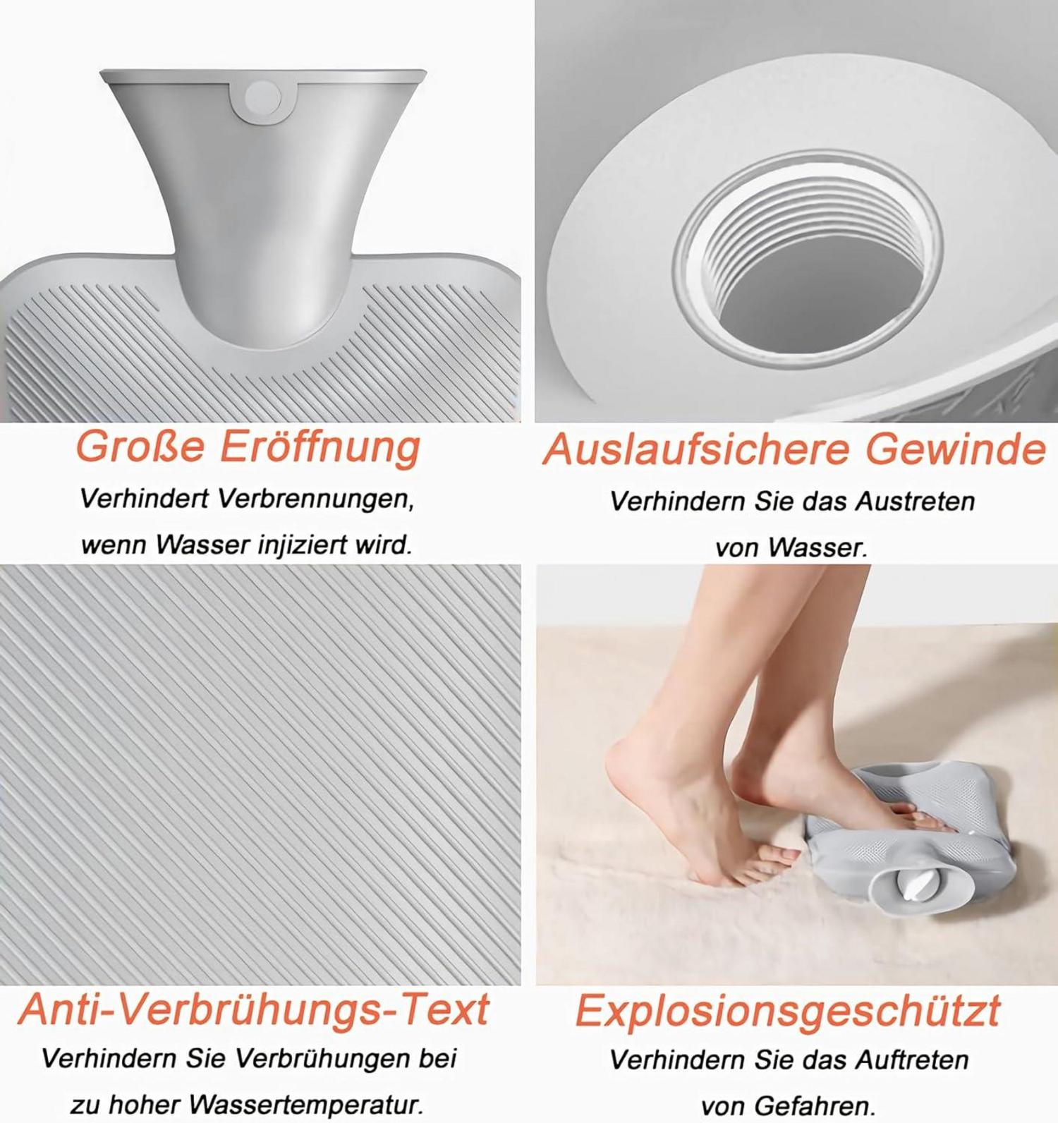 Wärmflasche 2L mit Weichem Bezug für Frauen Schmerzlinderung