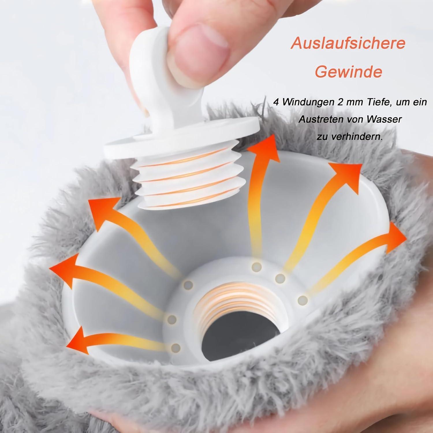 Wärmflasche mit weichem Bezug 2L PVC grau Schmerzlinderung optimal