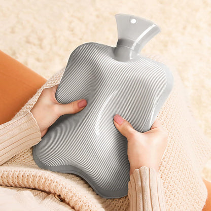 2L Wärmflasche mit Weichem Bezug PVC Grau Geschenk Frauen Schmerzlinderung