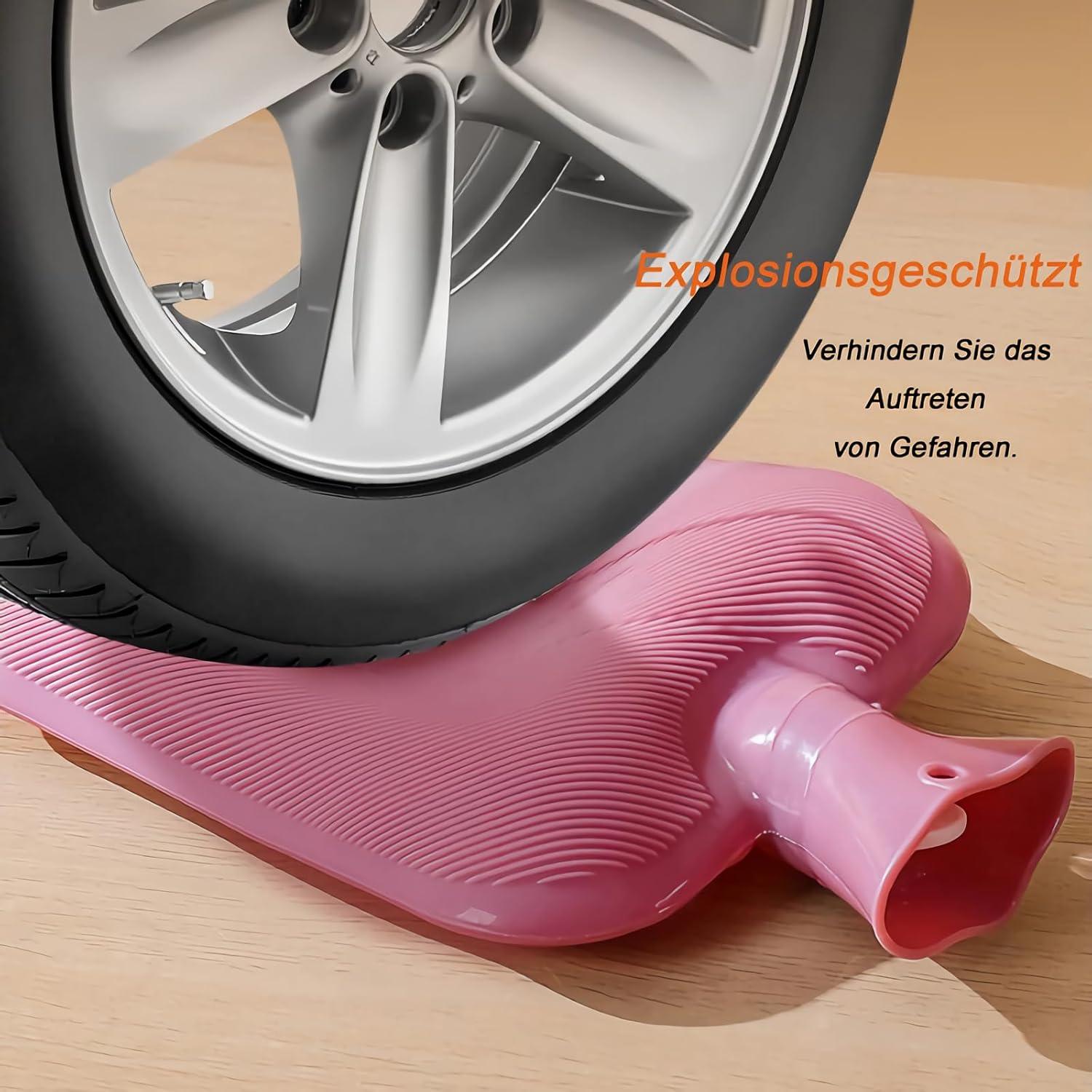 Wärmflasche mit Weichem Bezug 2L PVC Rosa Flauschig Schmerzlindernd für Frauen und Erwachsene