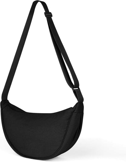 Damen Halbmond Crossbody Umhängetasche Nylon Reißverschluss