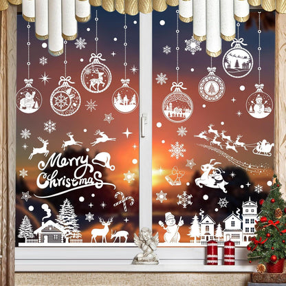 Weihnachten Fenstersticker 245 Stück Weiß Doppelseitige PVC