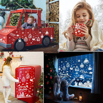 Weihnachten Fensteraufkleber 245 Stück Doppelseitig Winter Deko 20x30cm