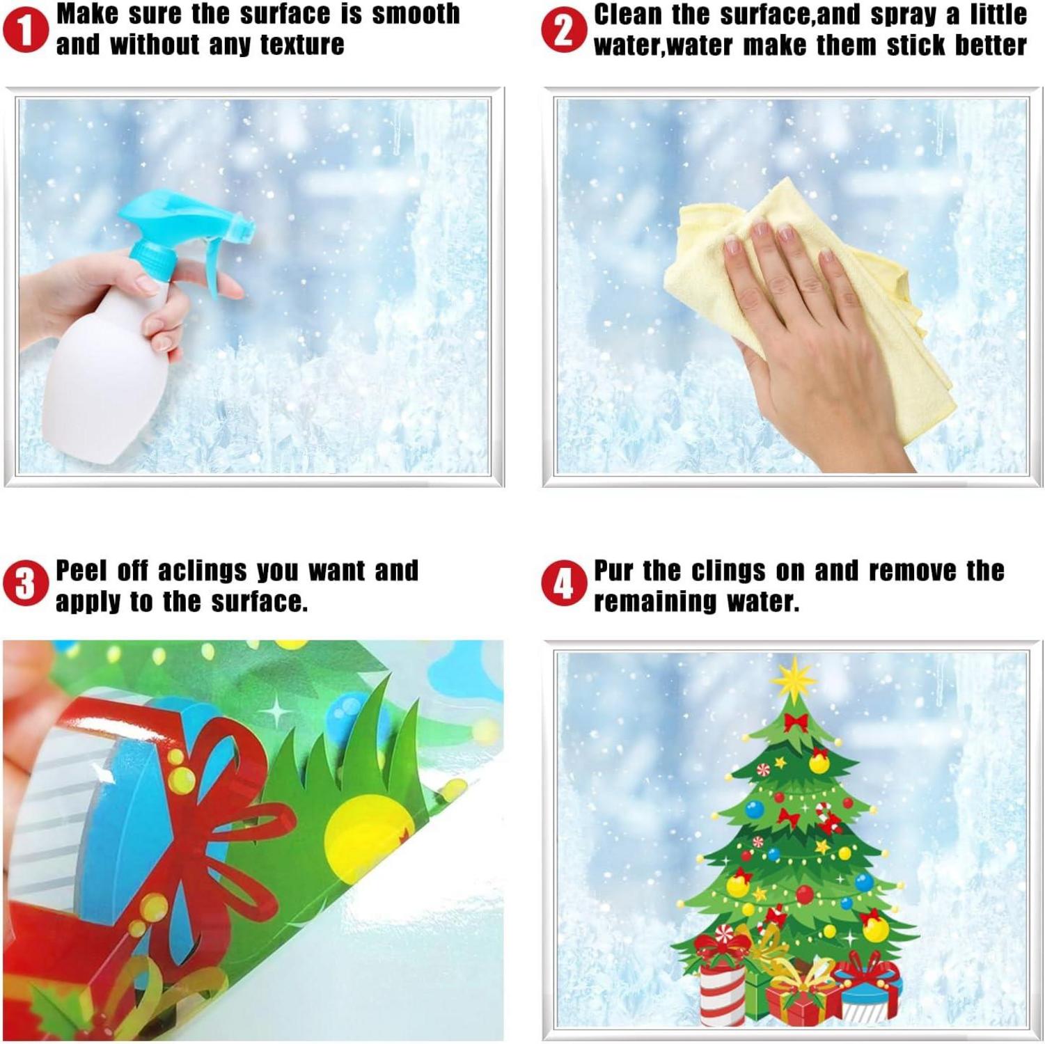 Weihnachten Fenstersticker 267 Stück Doppelseitige PVC Aufkleber