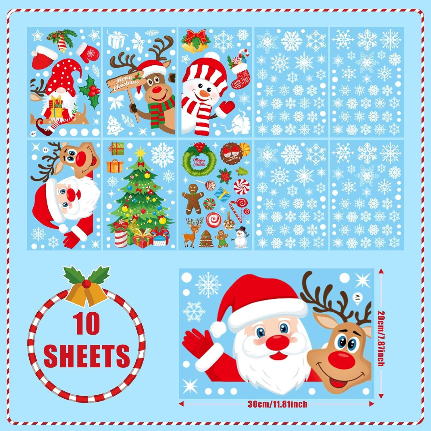 Weihnachten Fenstersticker 267 Stück Doppelseitige PVC Aufkleber