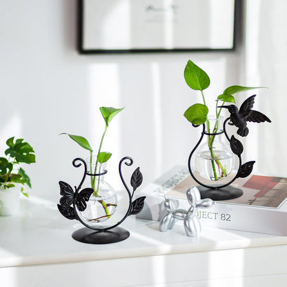 Propagationsstation Schwarz Hydrokultur Vase Eisenrahmen