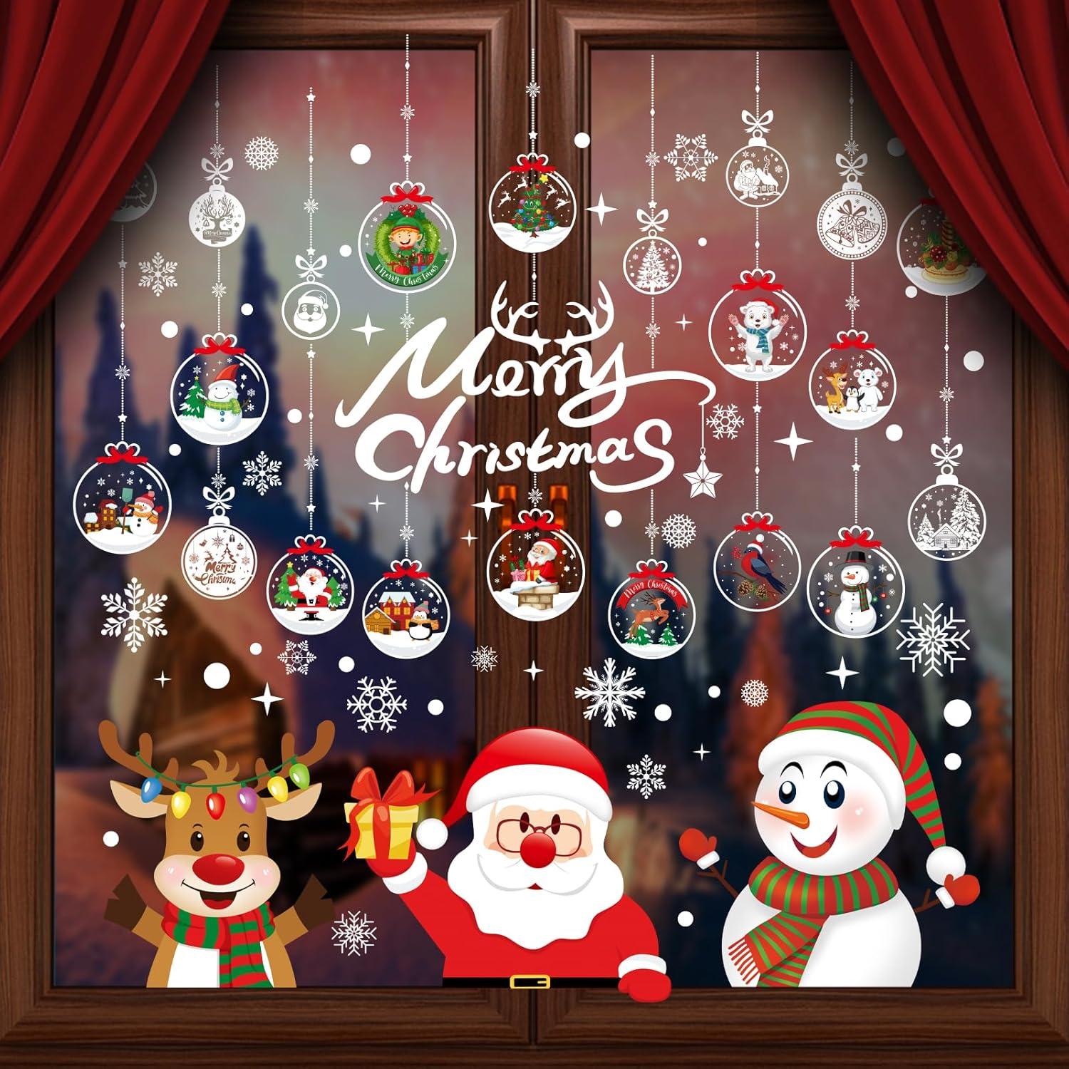 256er Weihnachten Fenstersticker Aufkleber Winter Dekoration Blatt