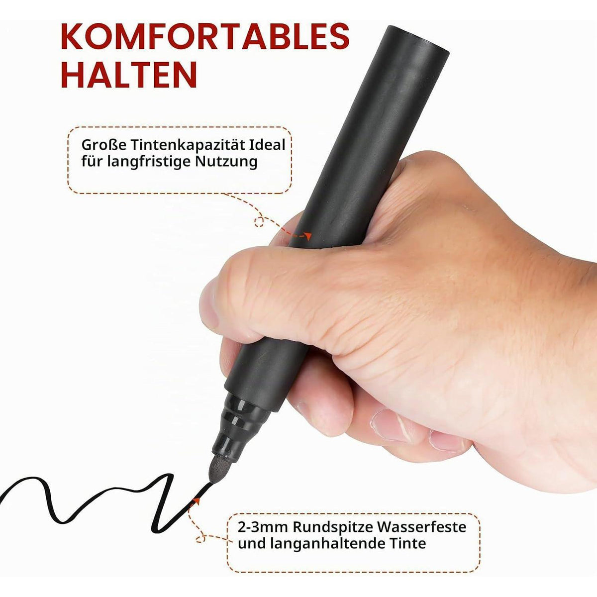 40x Permanentmarker Schwarz 3mm – Wasserfest & Schnell Trocknend