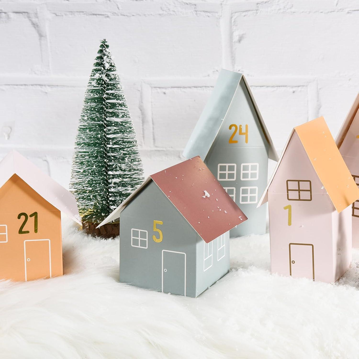 Adventskalender zum Befüllen 24 Weihnachtshäuser DIY Bastelset