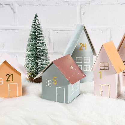 Adventskalender zum Befüllen 24 Weihnachtshäuser DIY Bastelset