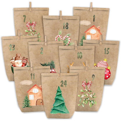 Adventskalender zum Selbstbefüllen, 24 Geschenktüten