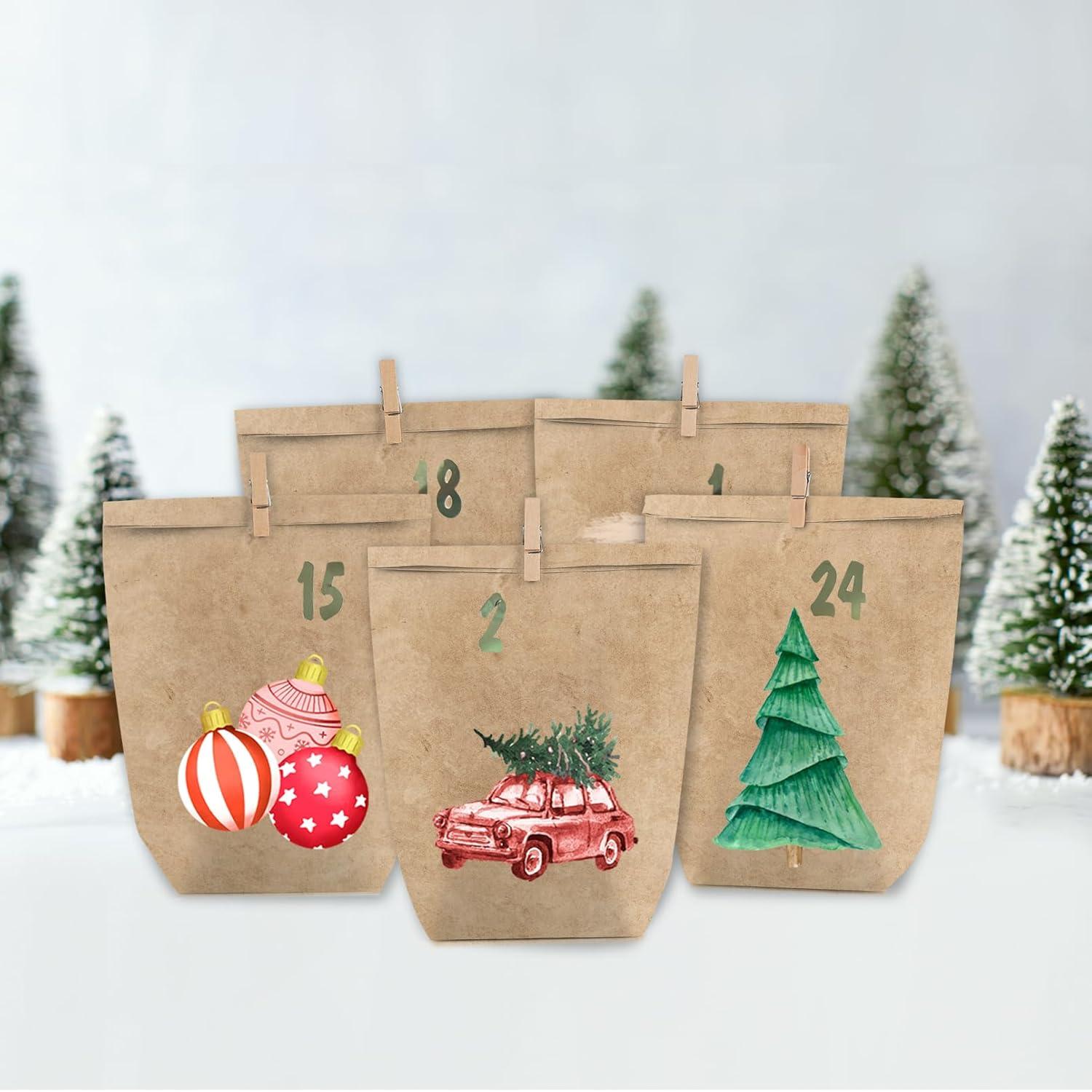 Adventskalender 24 Weihnachtskalender Geschenktüten Kraftpapier Selbst Gestalten