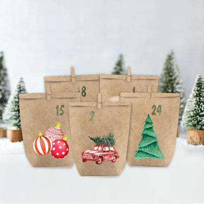 Adventskalender 24 Weihnachtskalender Geschenktüten Kraftpapier Selbst Gestalten